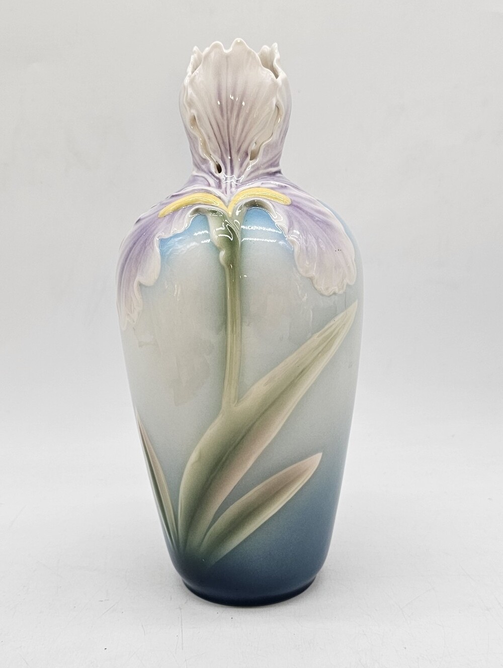 Franz Collection Sculpted Porcelain Beauty Majolica 3D Purple Iris Flower Vase